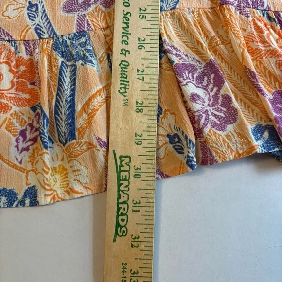 Urban Outfitters Orange Floral Print Flutter Hem Adjustable Straps Sleeveless SP - Picture 6 of 6